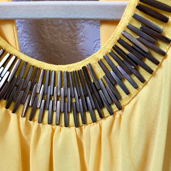 Thalia Sodi Embellished yellow high-low dress - Picture 3 of 6